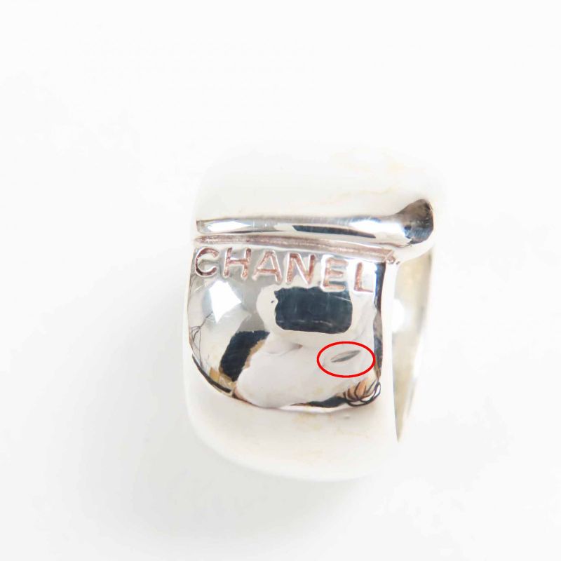 Chanel Vintage Logo Ring SV 925 Silver Size 10 Weight 18 g Ladies
