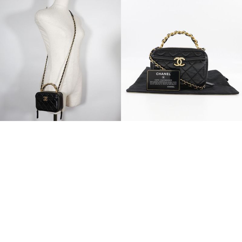 Chanel Mini Handbag Matelasse 2WAY Shoulder Lambskin Black Ladies Handbag