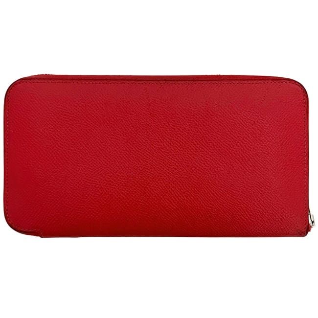 Hermes Round Zipper Long Wallet Azap Silk Quin Red