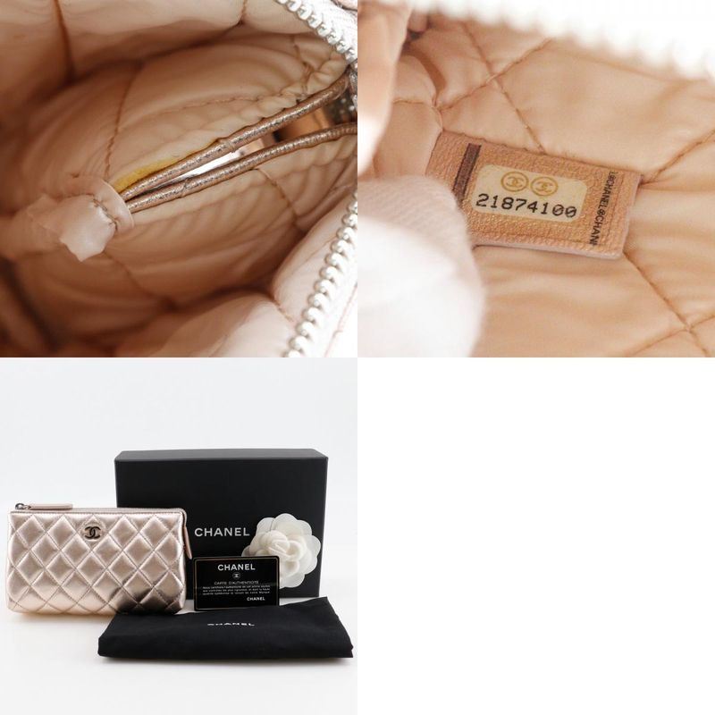 Chanel Matelasse A69259 Lambskin Metallic Pink Women's Pouch