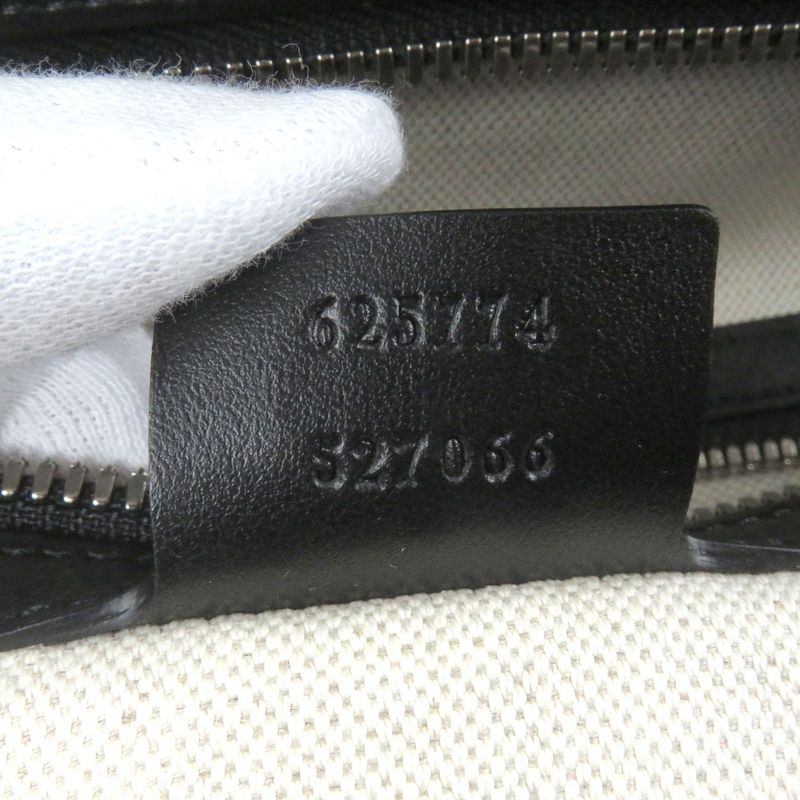 Gucci 625774 Leather GG Embossed Tote Bag Briefcase Business Bag Black Storage