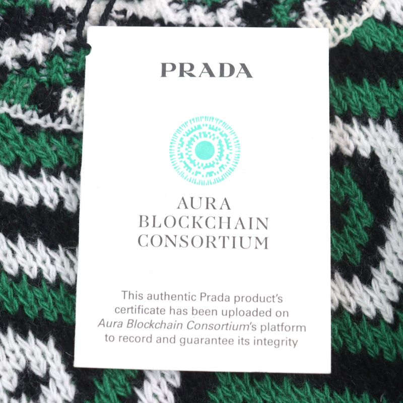 Prada 2022 Umb429 30% Cashmere Mockneck Jacquard Knit With Triangle Patch Green