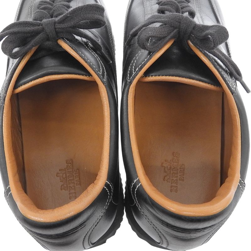 Hermes Current Logo Quick Side H Logo Box Calf Leather Sneakers Shoes 38 1 2