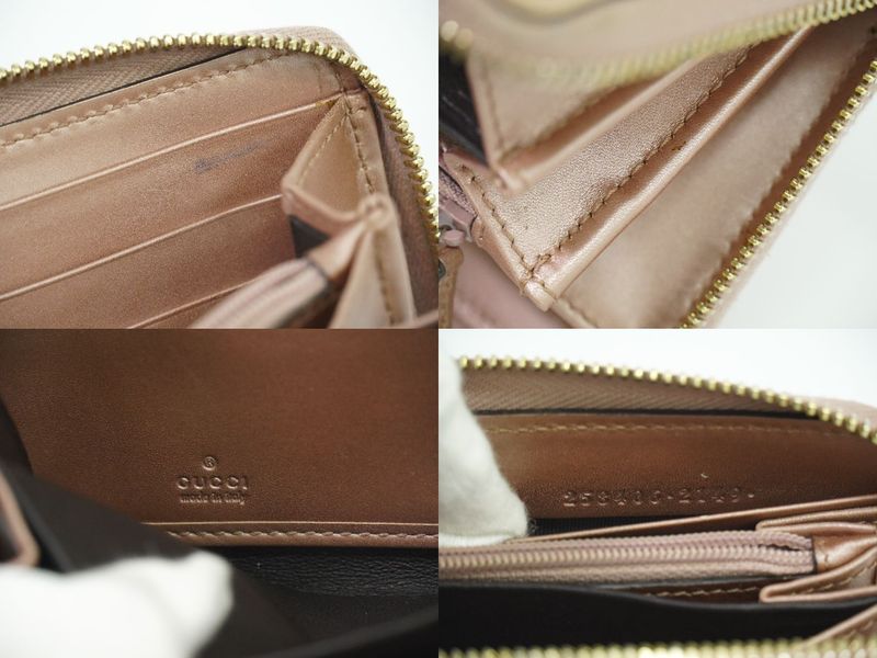 Authentic Gucci Micro Guccissima Patent Leather Round Zipper Long Wallet