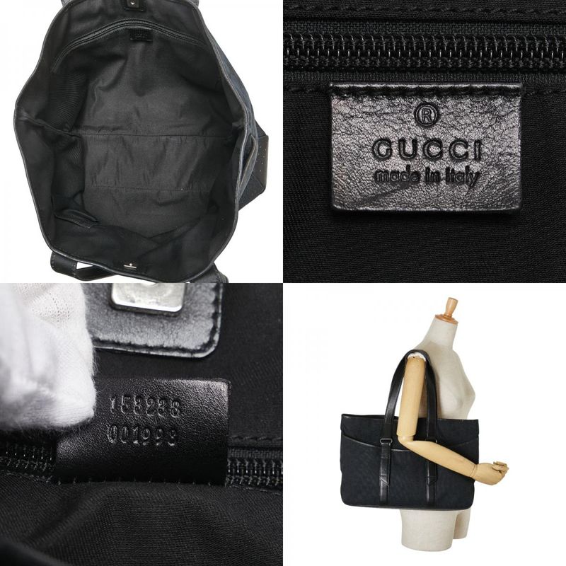 Gucci GG Canvas 153238 Navy Black Canvas Leather Women's Gucci