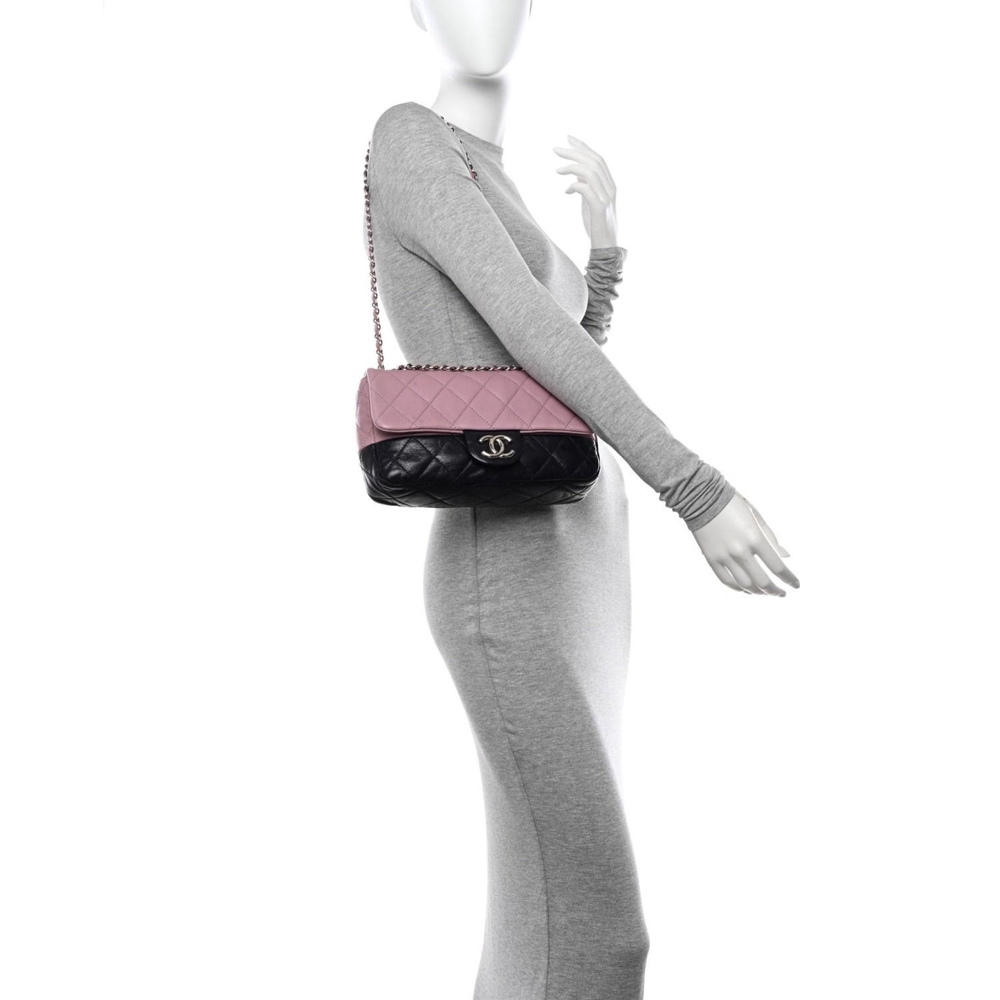 CHANEL Quilted Single Flap Bag Large Lambskin Quilted Bi-Color Purple