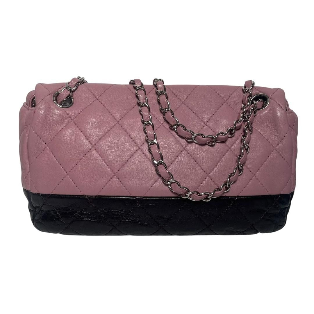 CHANEL Quilted Single Flap Bag Large Lambskin Quilted Bi-Color Purple