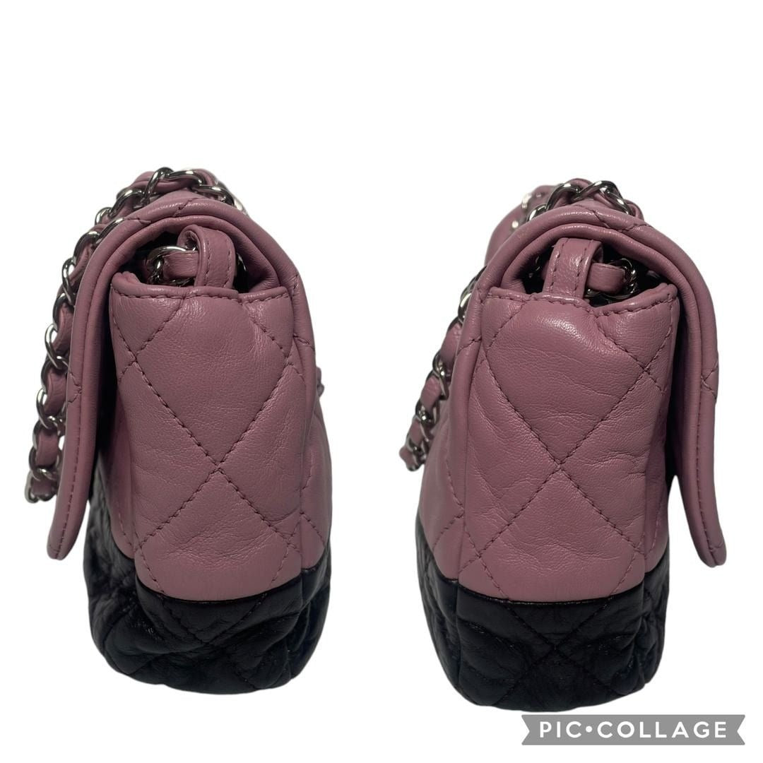 CHANEL Quilted Single Flap Bag Large Lambskin Quilted Bi-Color Purple