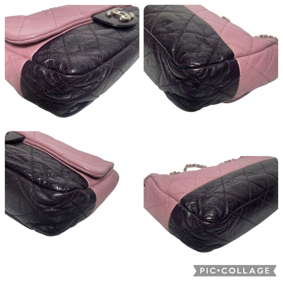 CHANEL Quilted Single Flap Bag Large Lambskin Quilted Bi-Color Purple