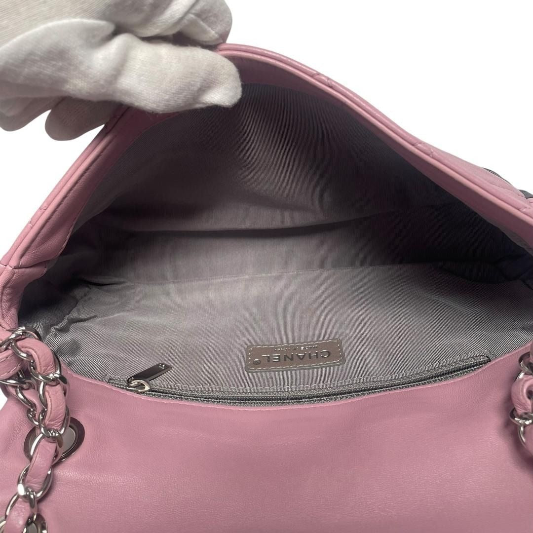 CHANEL Quilted Single Flap Bag Large Lambskin Quilted Bi-Color Purple
