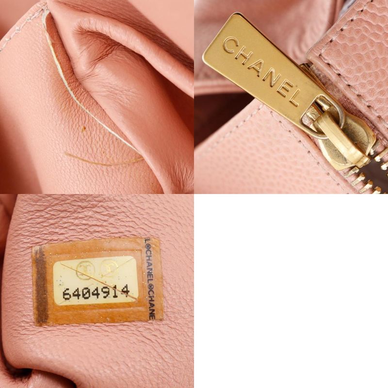 Chanel Matelasse Coco Mark Chain Tote A15688 Caviar Skin Pink Ladies Tote Bag