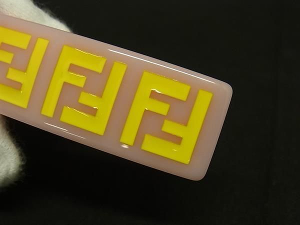 Fendi Zucca Pattern Hair Clip Hair Accessory Women's Pink And Yellow Fd5631