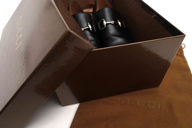 Gucci Bit Loafers Shoes Men Leather Genuine Black 204396 Horsebit Leather Sole