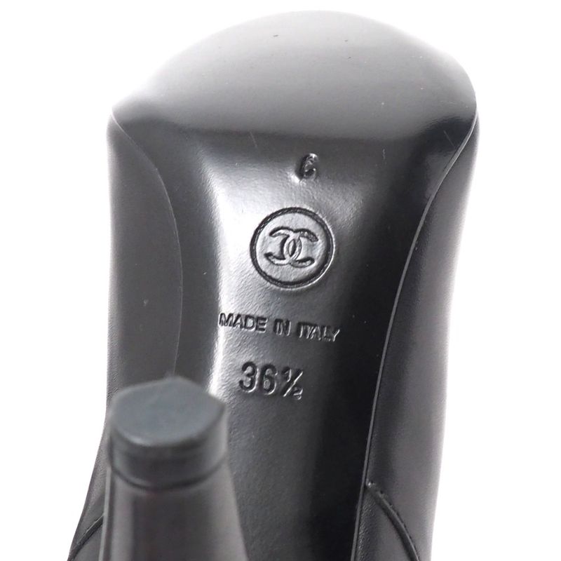 Chanel Boots Size 36 1 2 C Coco Mark CC Logo Short Strap High Heel Bicolor
