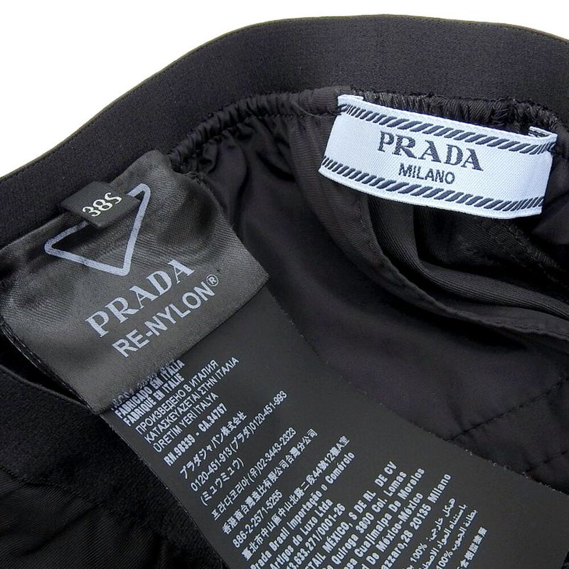 Prada 2022item 22y887s2311wq8 Re-nyron High Rise Wide Leg Pants 38 S Black