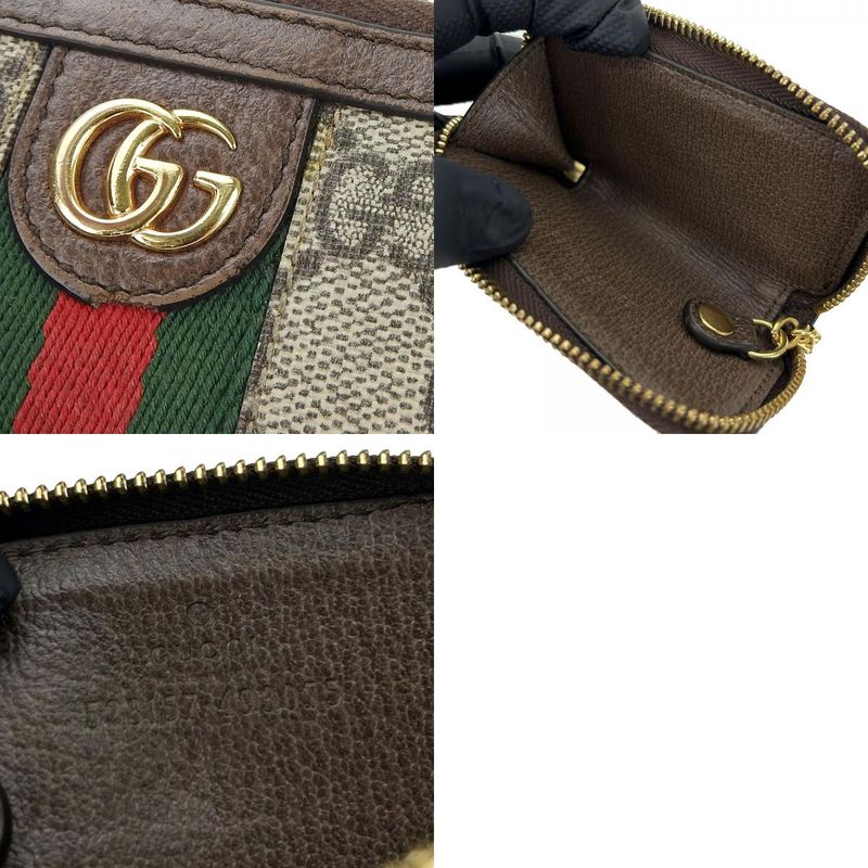 Gucci Key Case Off Dear 523157 Sherry Line GG Supreme Canvas Leather Beige Gold