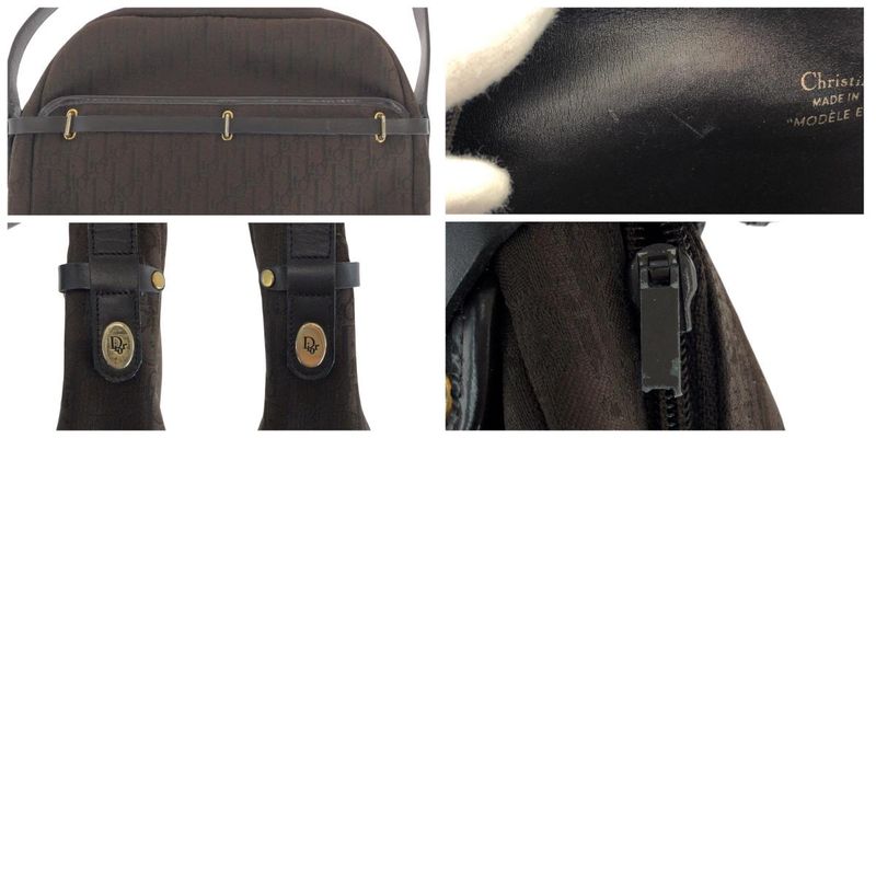 DIOR Vintage Trotter Brown Gold Hardware Canvas Shoulder Bag Women 504833