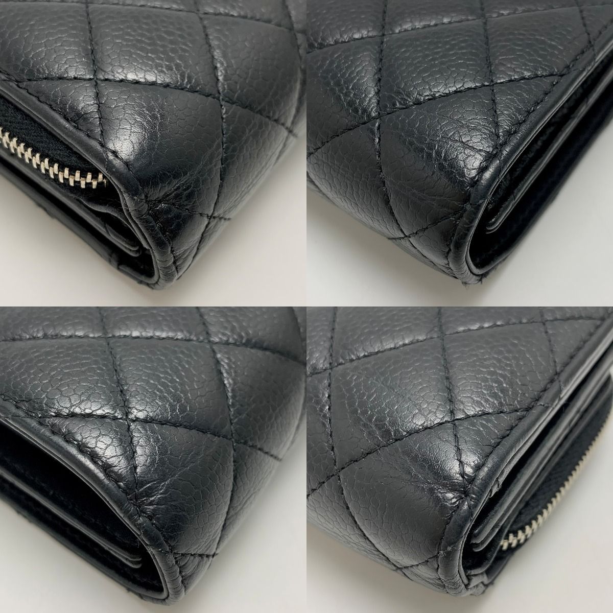 Chanel Matelasse Caviar Skin Black Silver Hardware Trifold Wallet