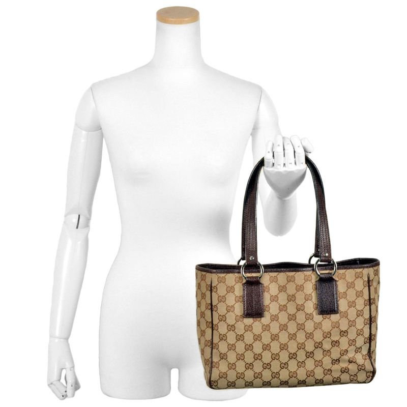 Gucci Tote Bag GG Canvas Leather 113019 Beige Women