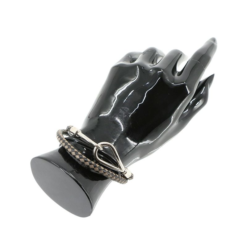 Hermes Jumbo Bracelet Choker Leather Black Gray Silver Hardware Jumbo Bracelet