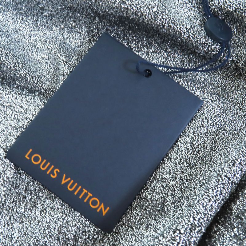 Louis Vuitton 23SS LV Logo Plate Pocket Design Lamé Knit Mini Skirt Silver XS