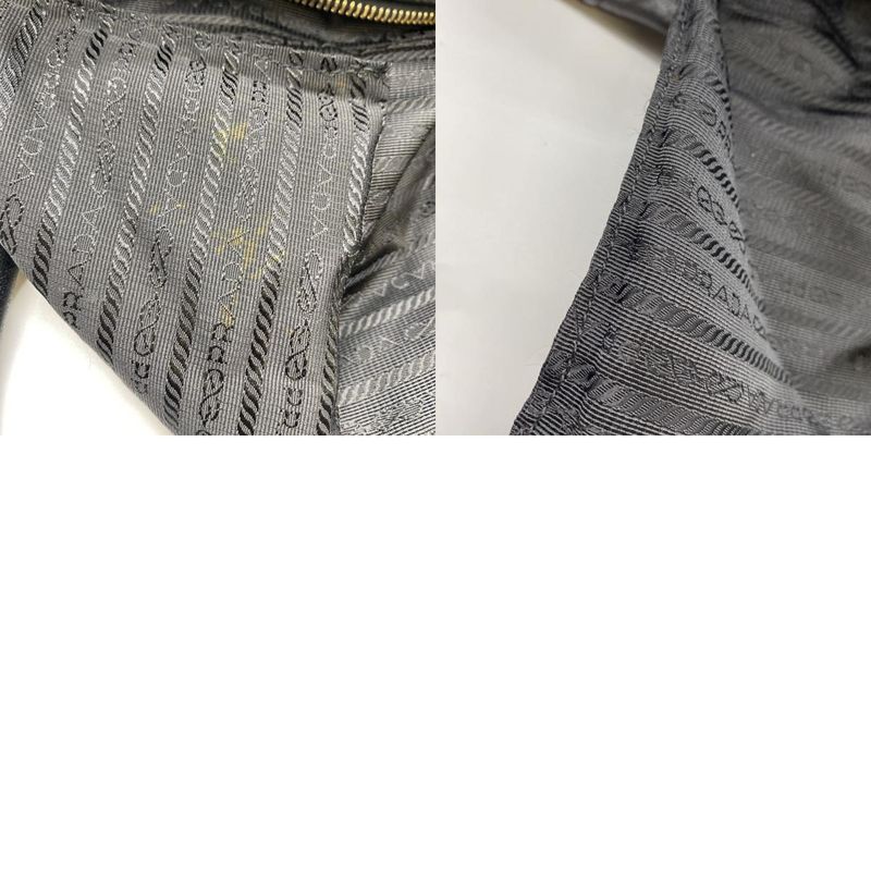 Prada Tote Handbag Gather Leather Black Vintage Ladies Men Fashion Gift