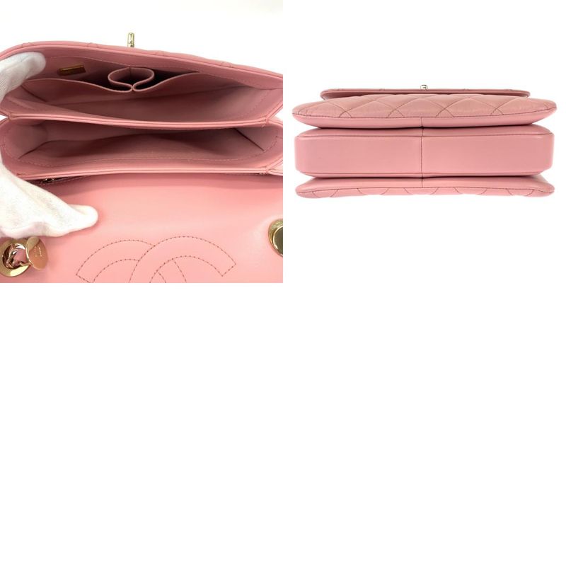 Chanel Matelasse Coco Mark Turnlock Logo Plate Pink Lamb Skin Chain Shoulder