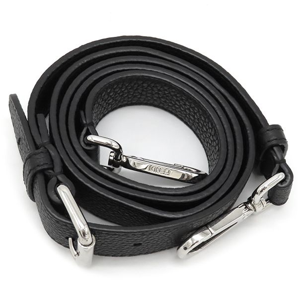 Fendi 2way Bag Selleria Siesta Small Calf Leather Black Silver Hardware Black