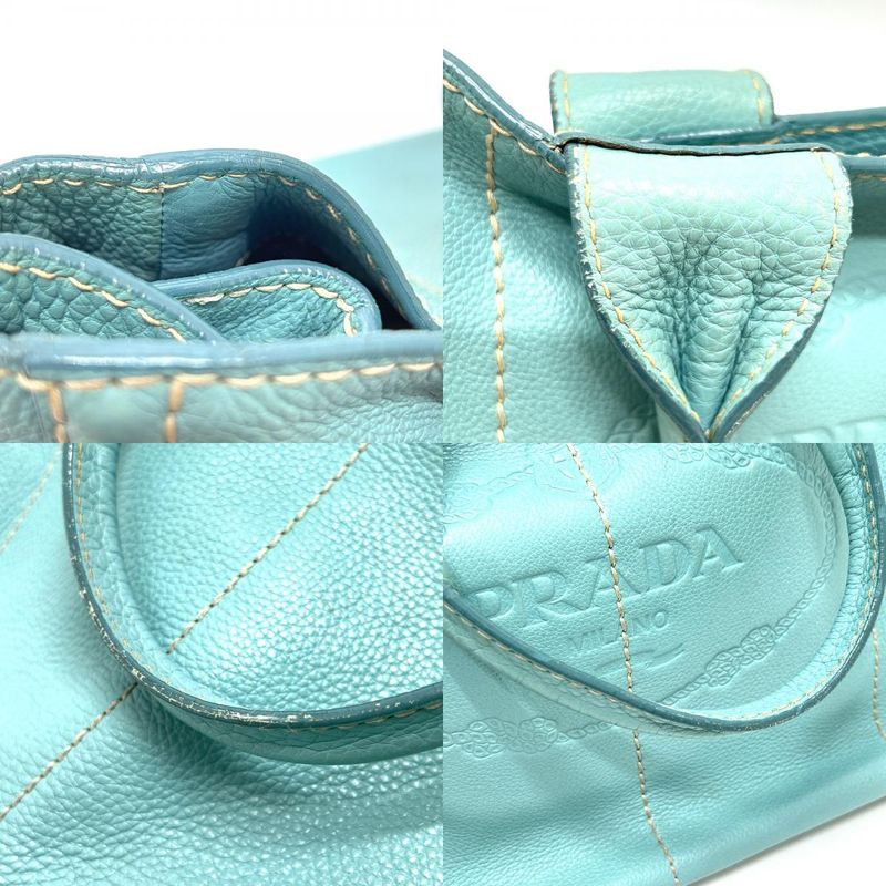 Prada Tote Bag Logo Canapa Bn1872 Leather Blue