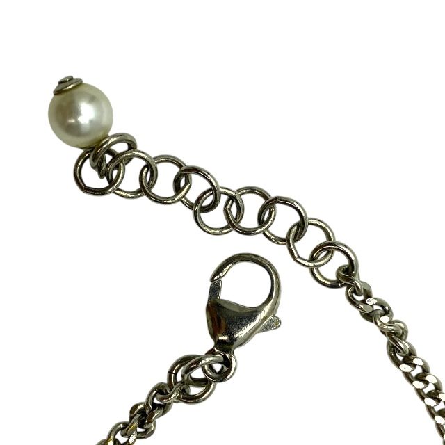 Chanel Bracelet C21B Coco Mark Accessories Jewelry Faux Pearl Rhinestone Silver