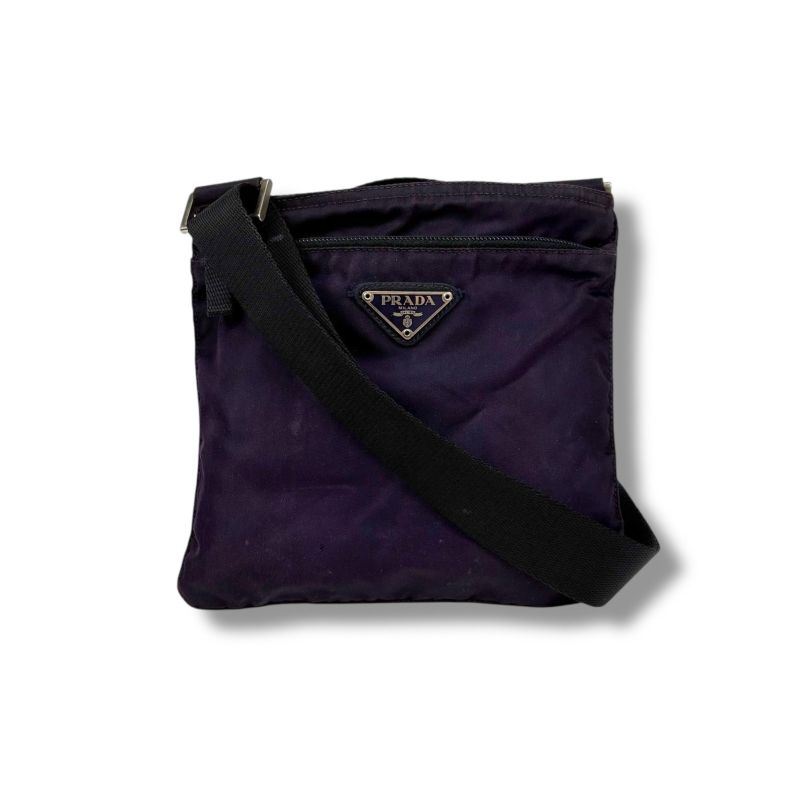 Prada Mini Shoulder Bag Pochette Triangle Logo Purple Tessuto Nylon