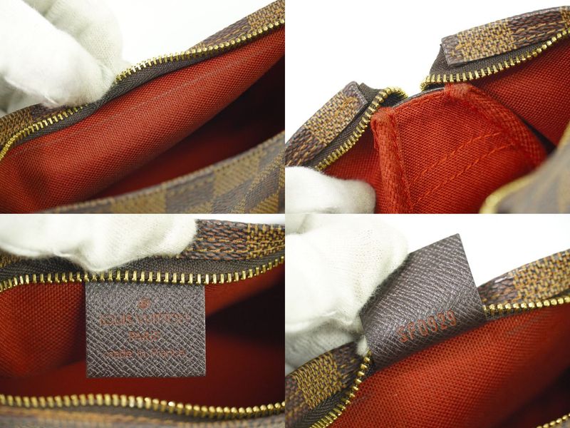 Authentic Louis Vuitton LV Trousse Makeup Damier Ebène Accessory Pouch Handbag