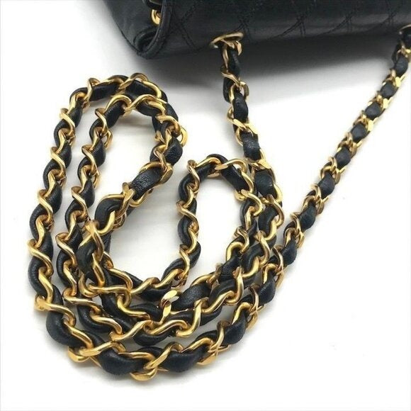 CHANEL 24K Vintage Single Flap Bag Large Coco Quilted Chain Shoulder Bag Purse