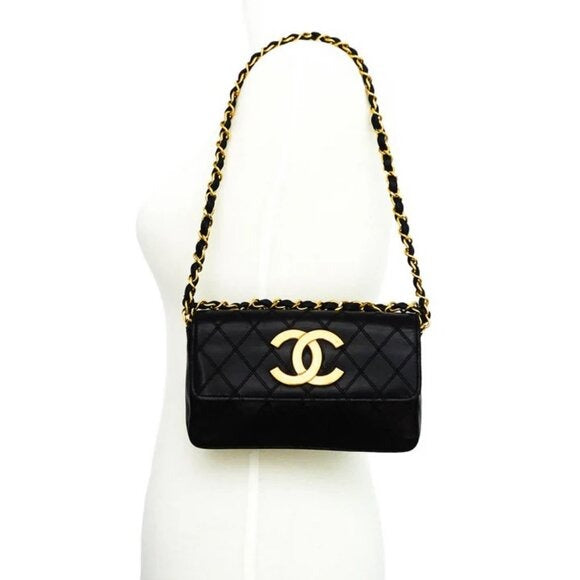 CHANEL 24K Vintage Single Flap Bag Large Coco Quilted Chain Shoulder Bag Purse