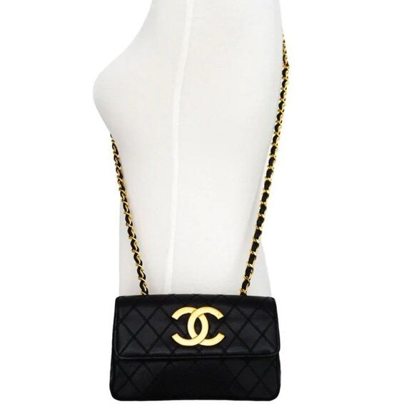 CHANEL 24K Vintage Single Flap Bag Large Coco Quilted Chain Shoulder Bag Purse
