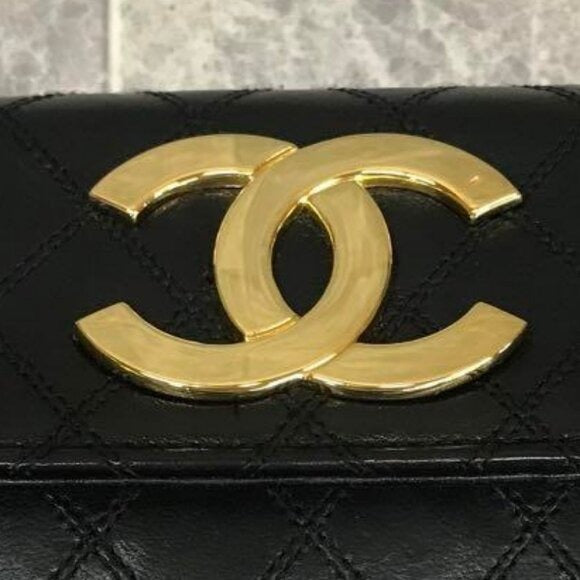 CHANEL 24K Vintage Single Flap Bag Large Coco Quilted Chain Shoulder Bag Purse