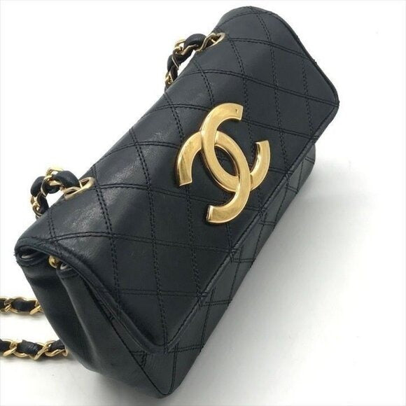 CHANEL 24K Vintage Single Flap Bag Large Coco Quilted Chain Shoulder Bag Purse