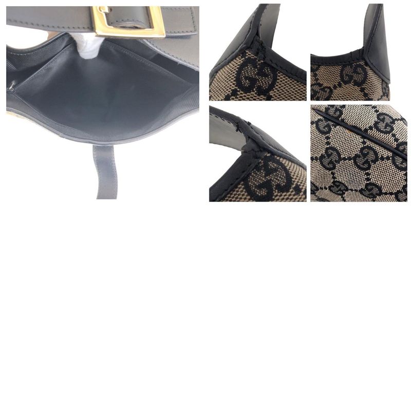 Gucci Jackie Black Gold Hardware GG Canvas/leather 001 3306 Shoulder Bag