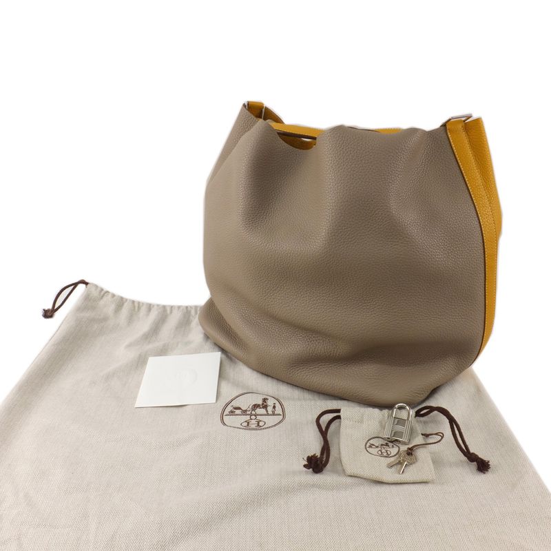 Hermes Picotin Lock T GM Handbag Gray X Yellow Silver Hardware P