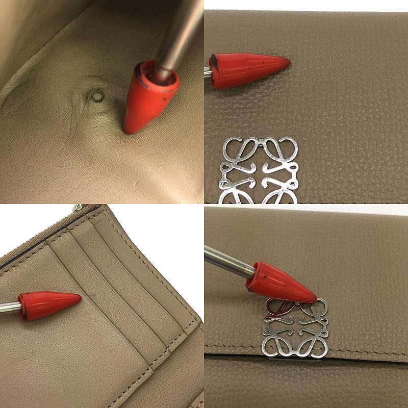 Loewe - Small Vertical Leather Anagram Compact Wallet Purse - Grey - Women