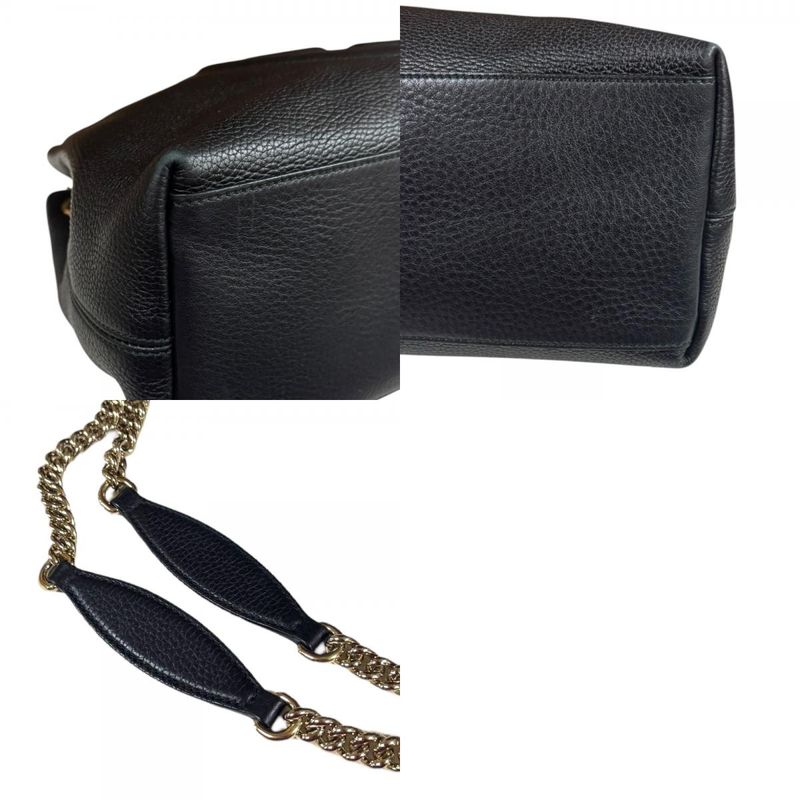 Gucci Soho Shoulder Bag Leather 536196 Black Ladies Gucci Gucci
