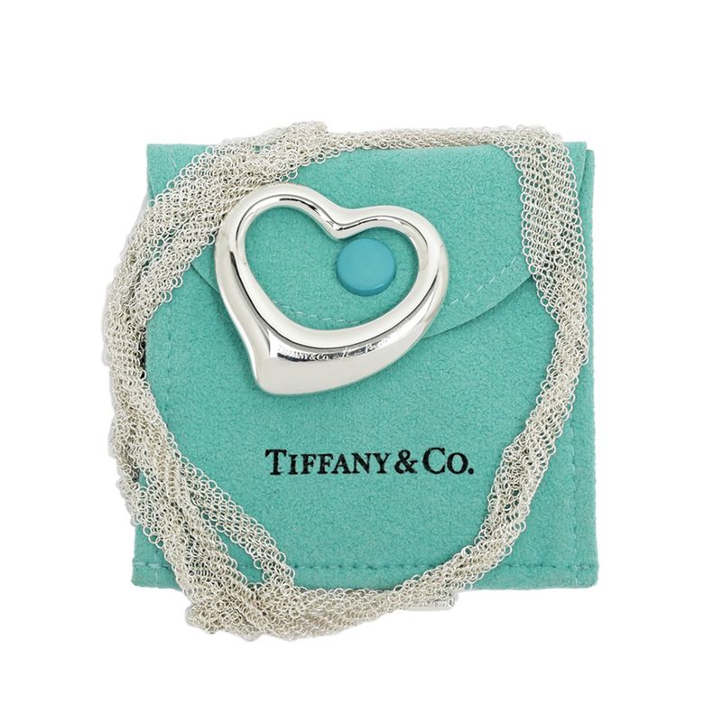 Tiffany & Co Necklace Open Heart Mesh Chain Ag925 SV Pendant Jewelry