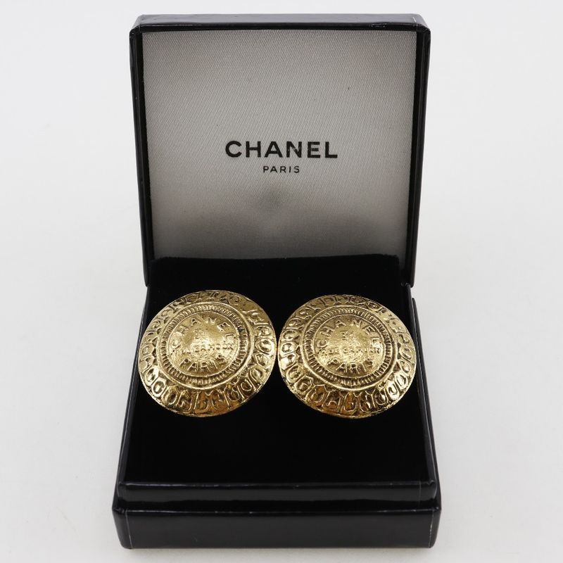 Chanel COCO MARK 31 RUE Cambon Vintage Gold Plated Ladies 30.0g Earrings