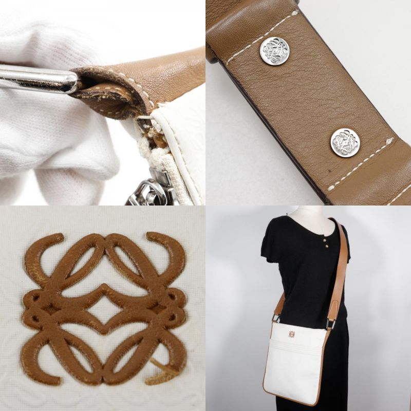 Loewe Anagram Pvc×leather White Unisex Shoulder Bag