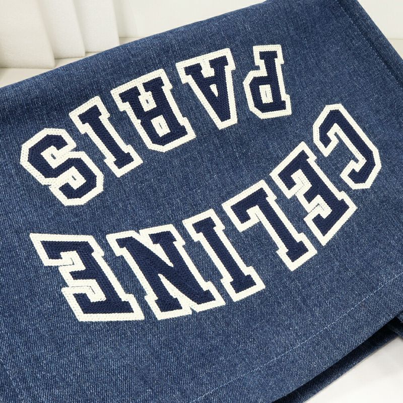 Celine Tote Shoulder Bag Large Cabas Denim Canvas Blue 196762ef707at