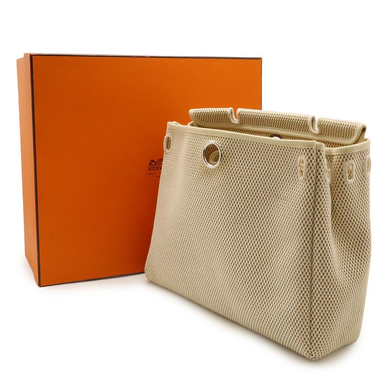 Hermes Herbag PM Handbag 2WAY Shoulder Bag Toile Officier Toile GM Leather