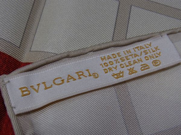 Bvlgari 100% Silk Scarf Stole Shawl Women Red And Ivory Be8330