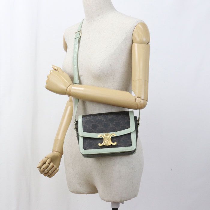 Celine Triomphe Canvas Crossbody Shoulder Bag PVC Leather Women