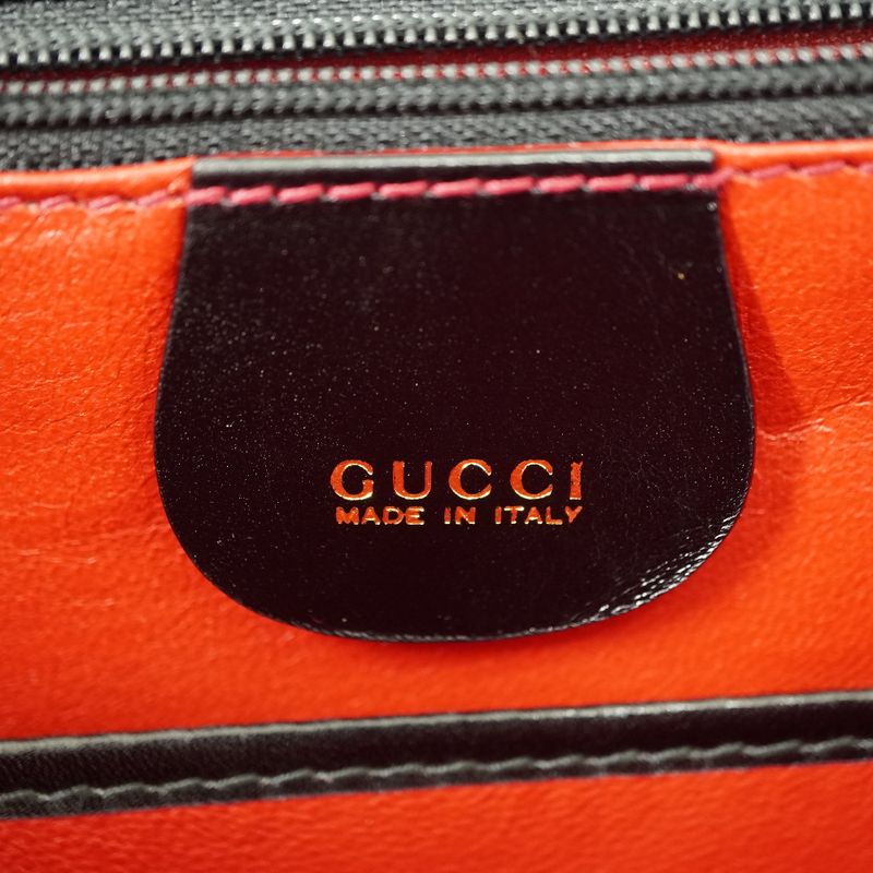 Gucci Bamboo Shoulder Hand Bag Leather Black With Black Shoulder Strap 1294gucci