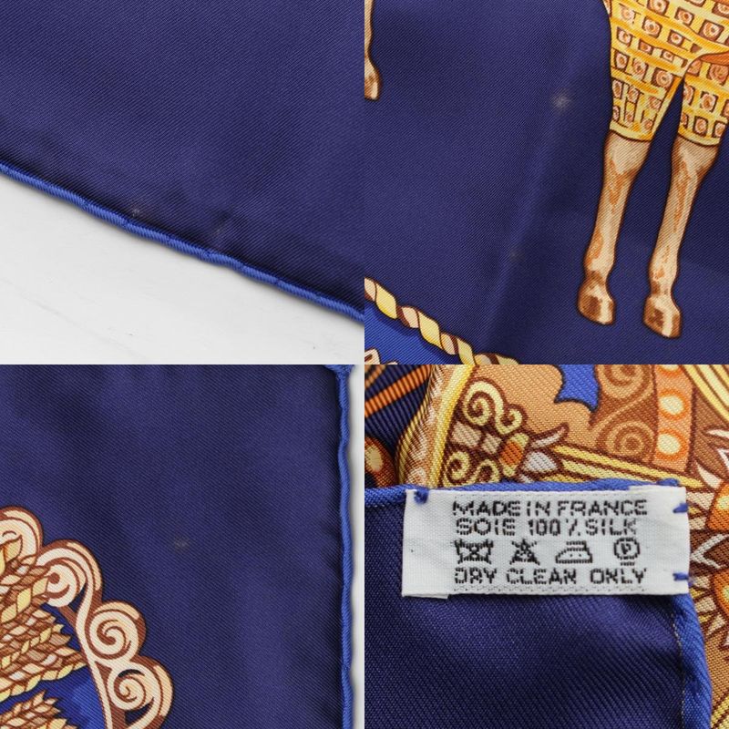 Hermes Carre 90 Paperoles Papoule Carriages And Nobles Silk Scarf Navy